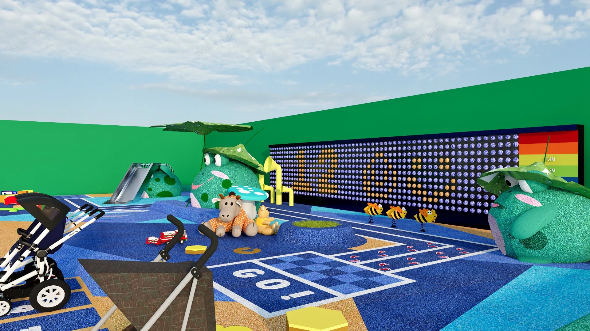 Frog Themed Playground sketchup model preview - SketchupBox