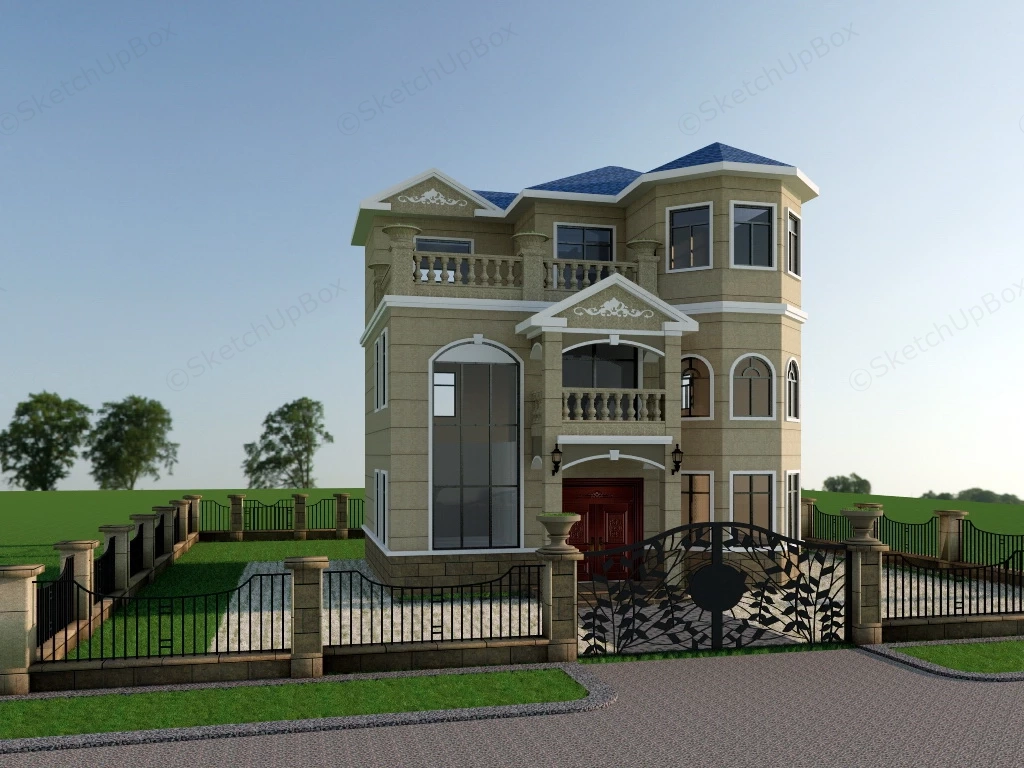 3 Story Modern House sketchup model preview - SketchupBox