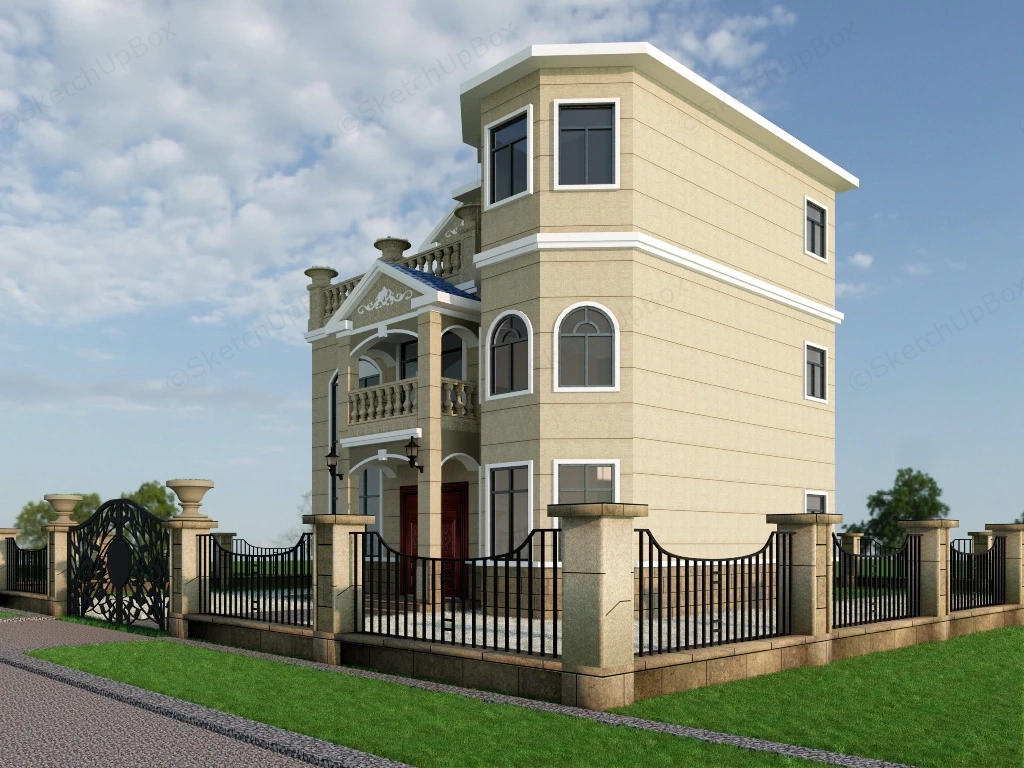 3 Story Modern House sketchup model preview - SketchupBox