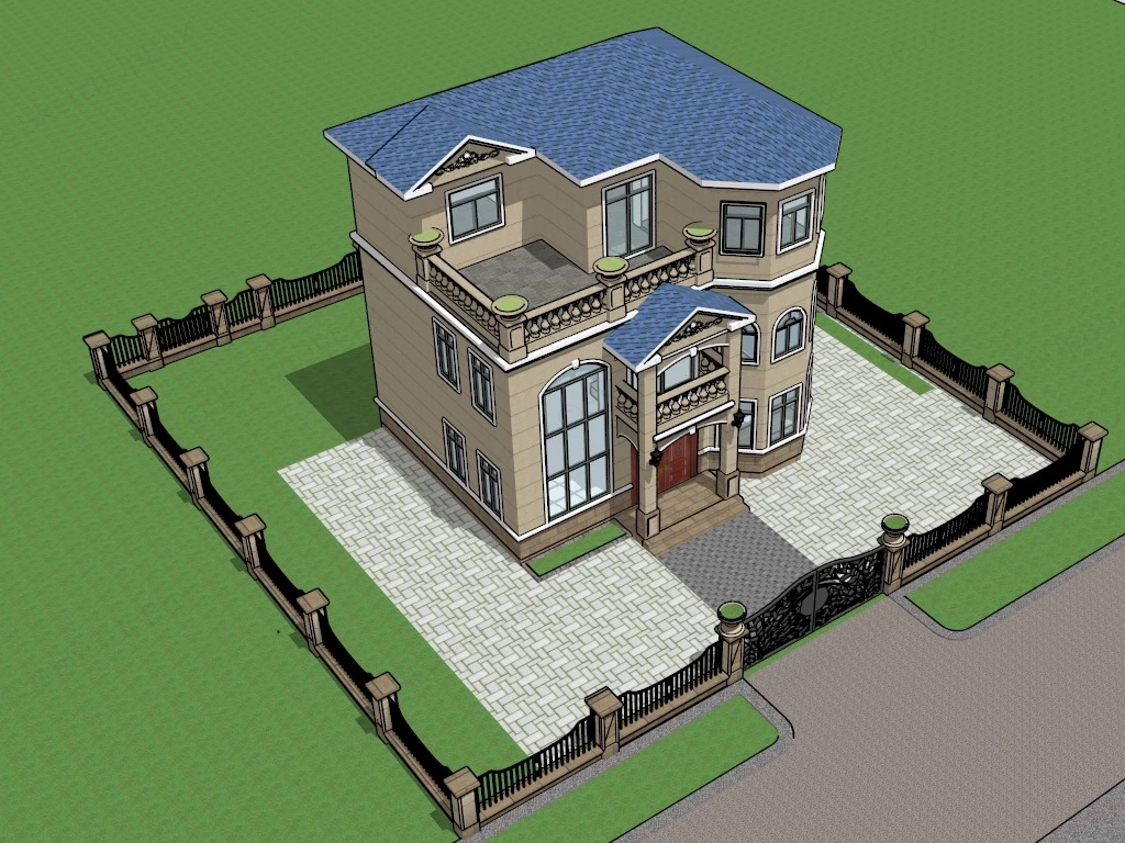 3 Story Modern House sketchup model preview - SketchupBox