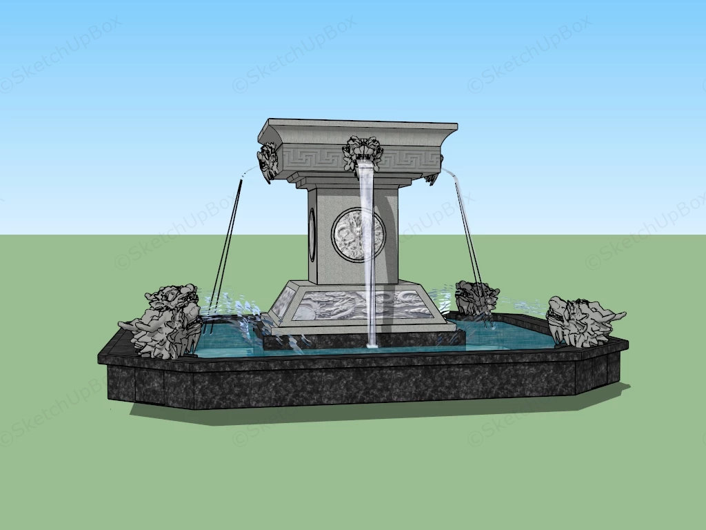 Dragon Head Fountain sketchup model preview - SketchupBox