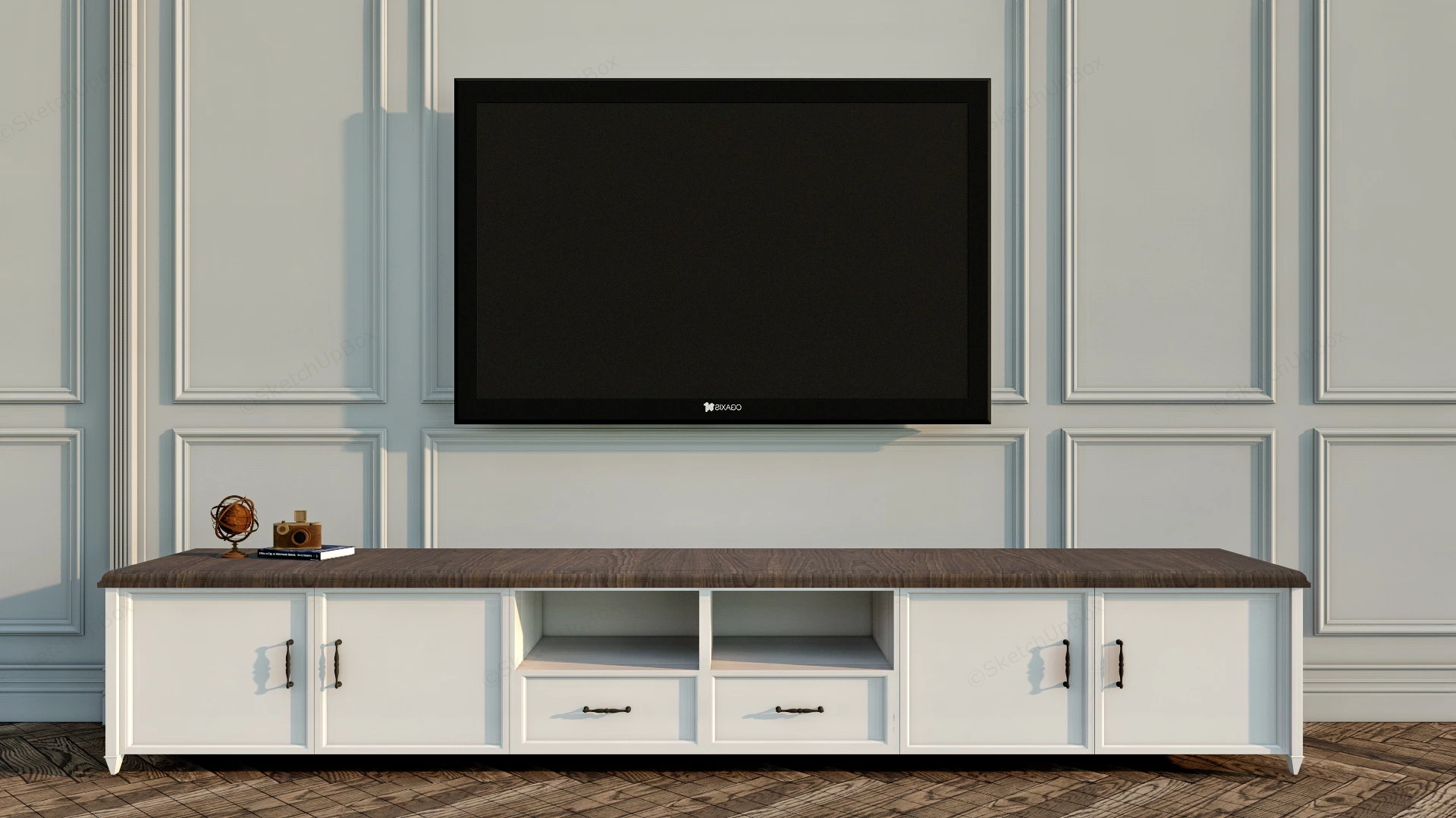 Extra Long TV Console sketchup model preview - SketchupBox