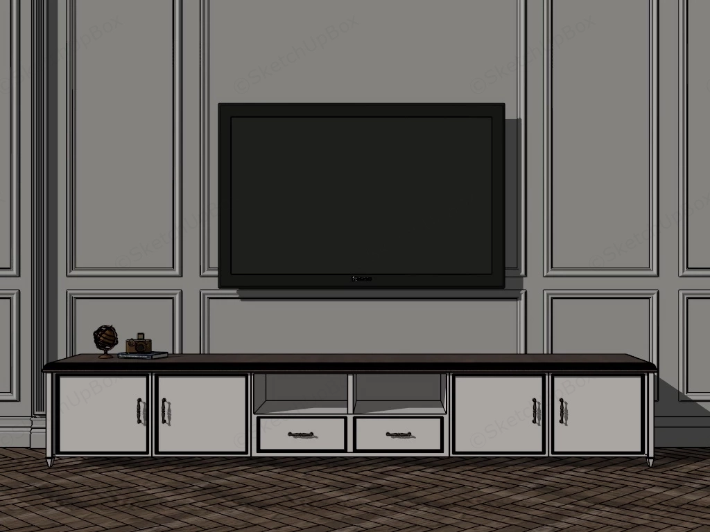 Extra Long TV Console sketchup model preview - SketchupBox