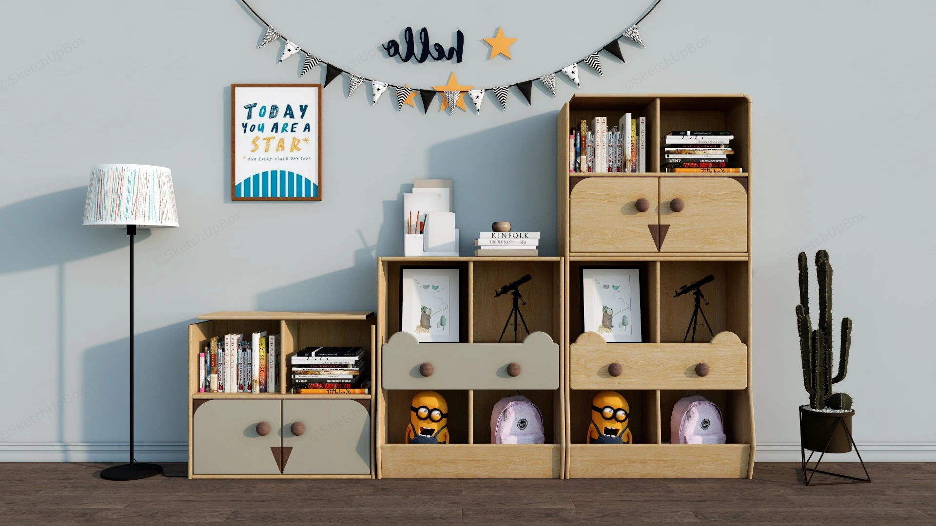 Kids Bookcase And Toy Storage sketchup model preview - SketchupBox