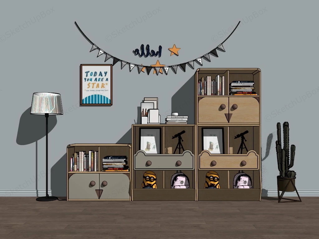 Kids Bookcase And Toy Storage sketchup model preview - SketchupBox
