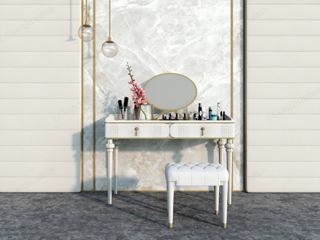 Cream And Gold Dressing Table sketchup model preview - SketchupBox