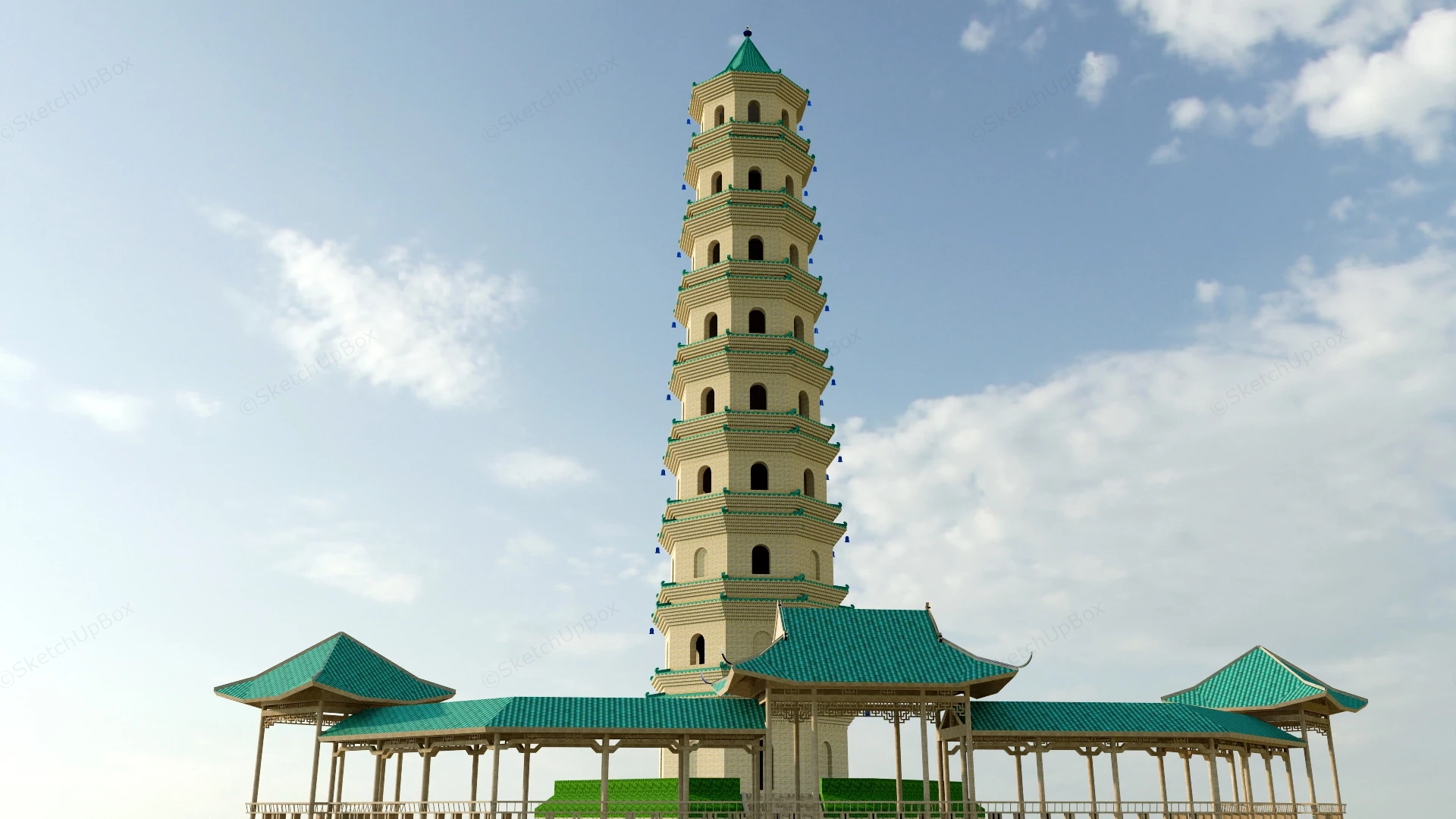 Chinese Style Pagoda sketchup model preview - SketchupBox