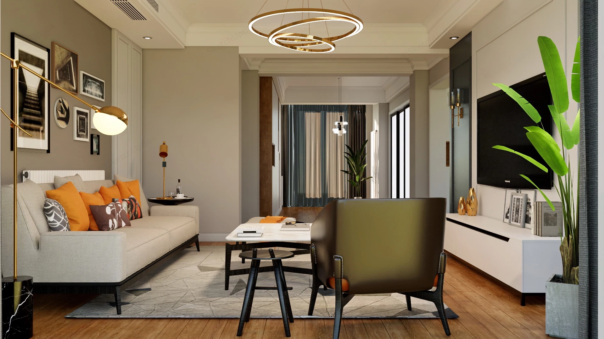 Cozy Living Room Design sketchup model preview - SketchupBox