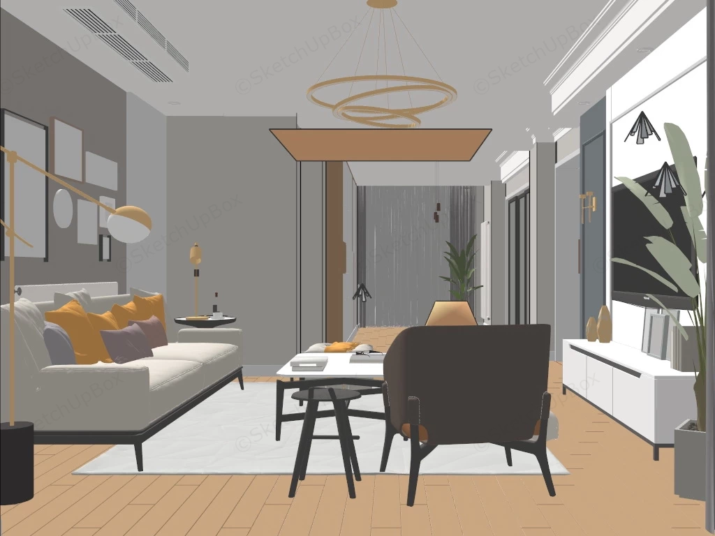 Cozy Living Room Design sketchup model preview - SketchupBox