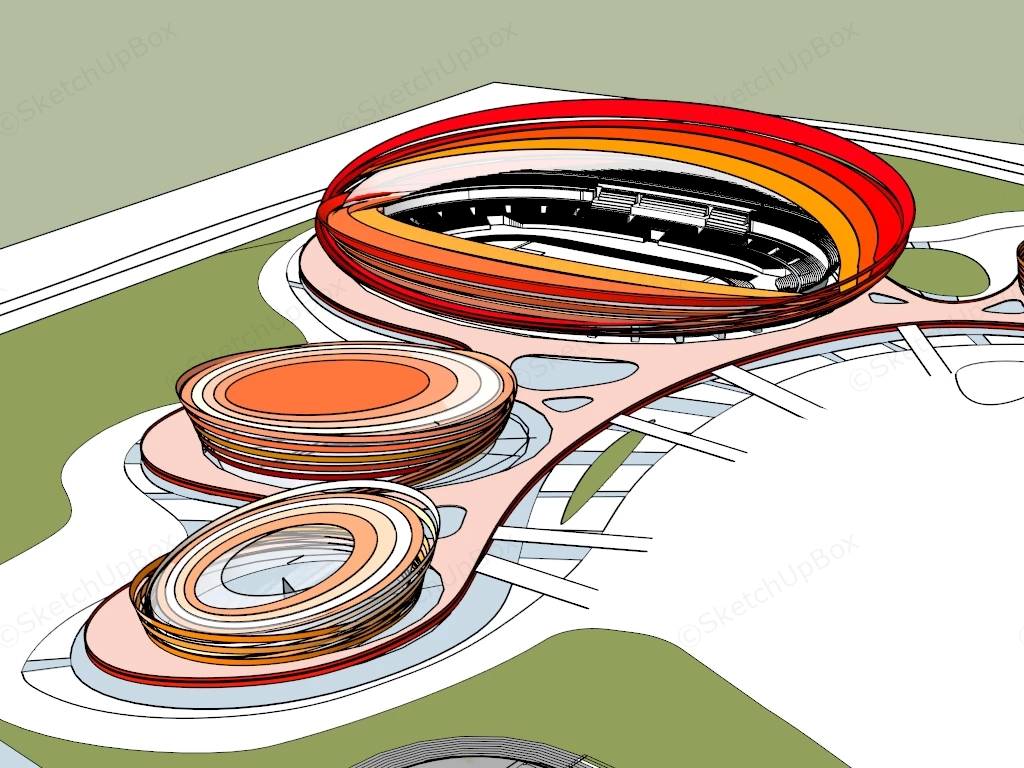 Modern Concept Stadium sketchup model preview - SketchupBox