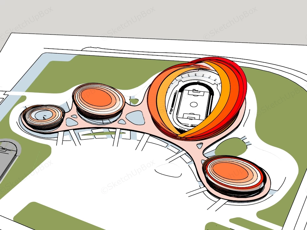 Modern Concept Stadium sketchup model preview - SketchupBox