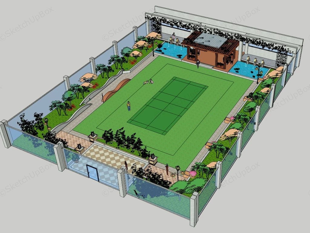 Outdoor Badminton Court sketchup model preview - SketchupBox