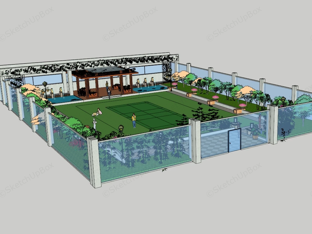 Outdoor Badminton Court sketchup model preview - SketchupBox