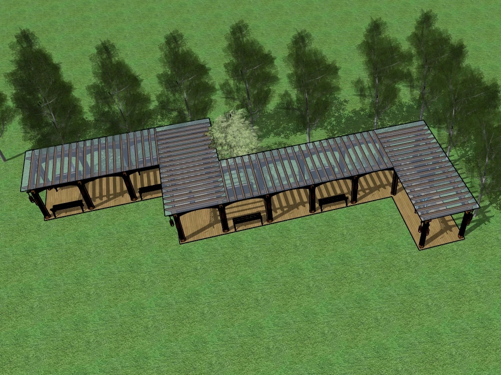 Shaded Pergola Walkway sketchup model preview - SketchupBox