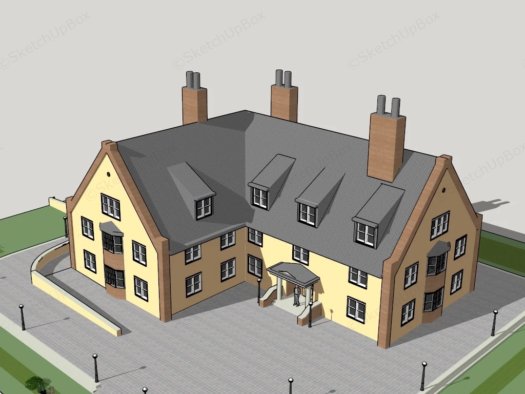 English Suburban House sketchup model preview - SketchupBox