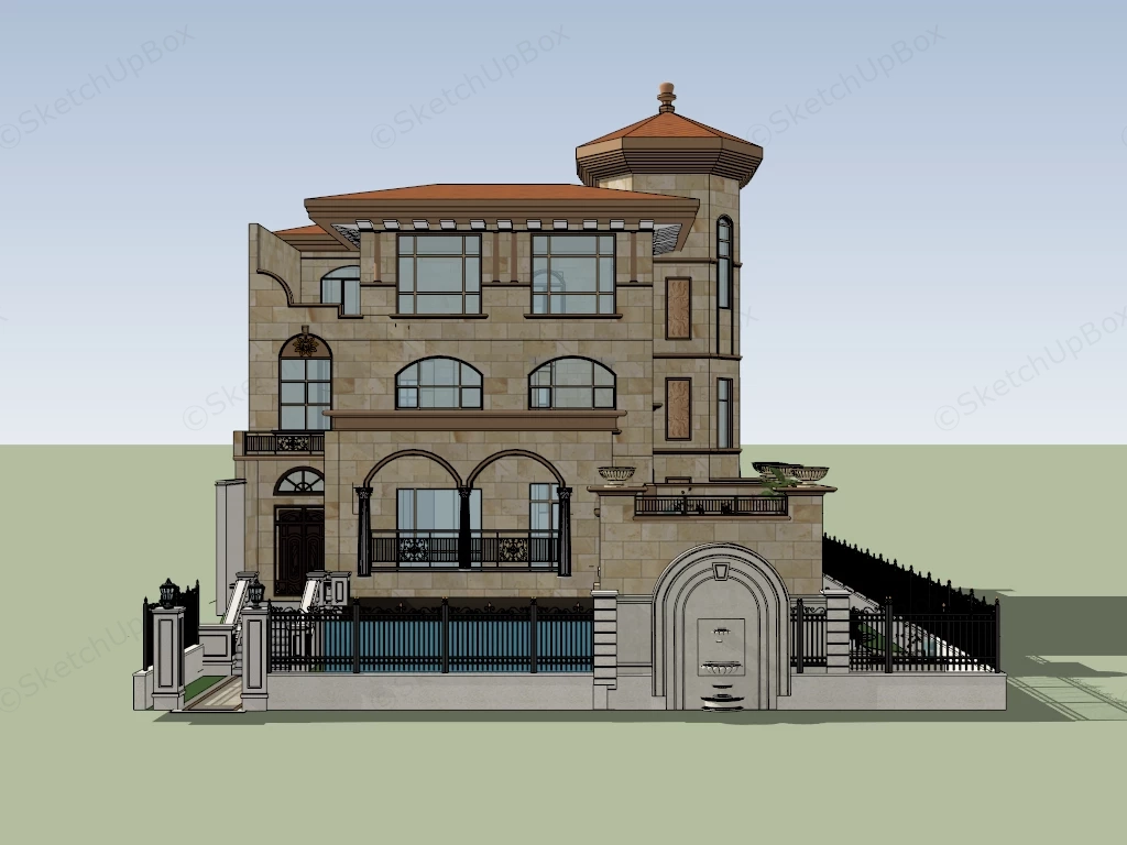 Small Classic Villa sketchup model preview - SketchupBox