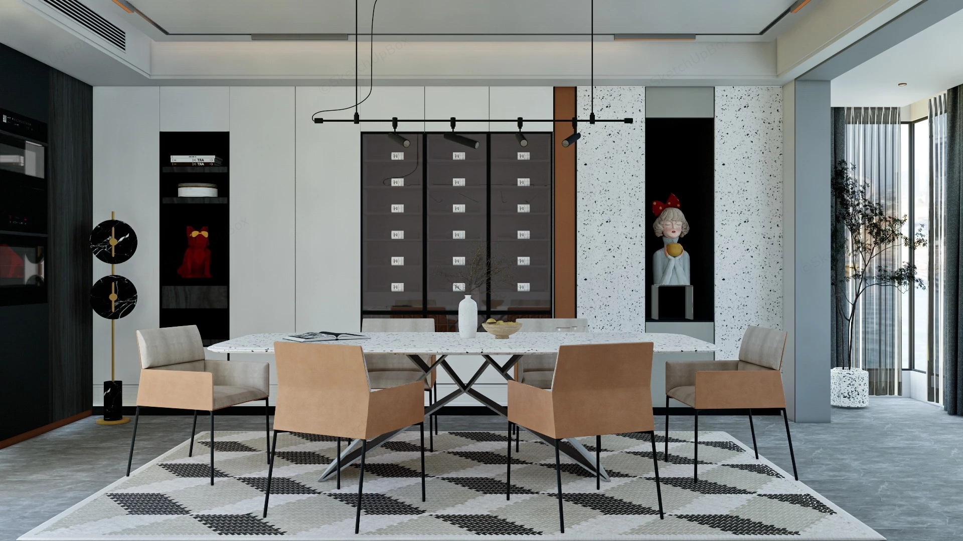 Luxury Modern Dining Room sketchup model preview - SketchupBox
