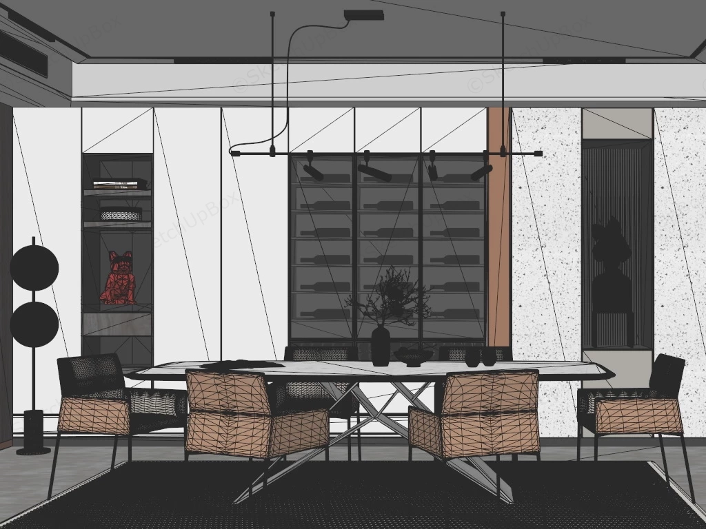 Luxury Modern Dining Room sketchup model preview - SketchupBox