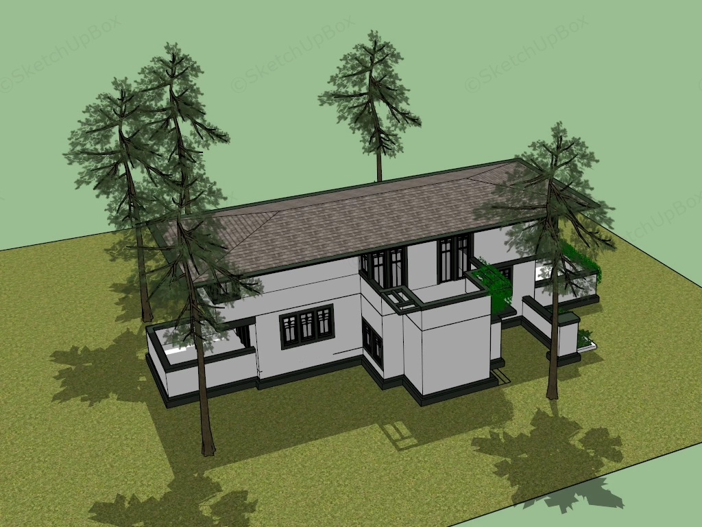 Prairie Style Home Exterior sketchup model preview - SketchupBox