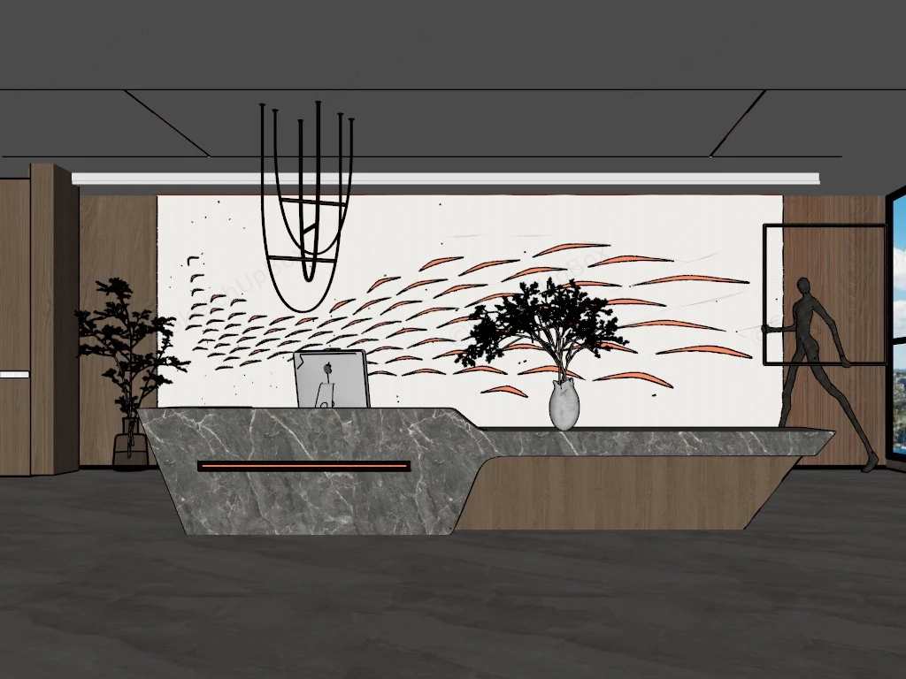 Luxury Hotel Reception Desk sketchup model preview - SketchupBox