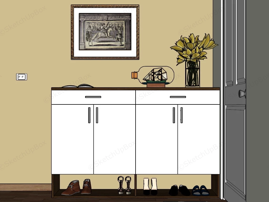 Entryway Shoe Storage sketchup model preview - SketchupBox