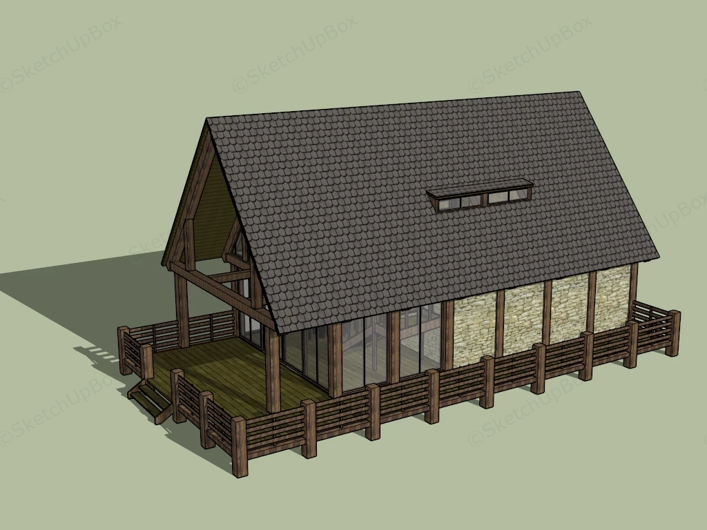Rustic Vacation Cabin sketchup model preview - SketchupBox