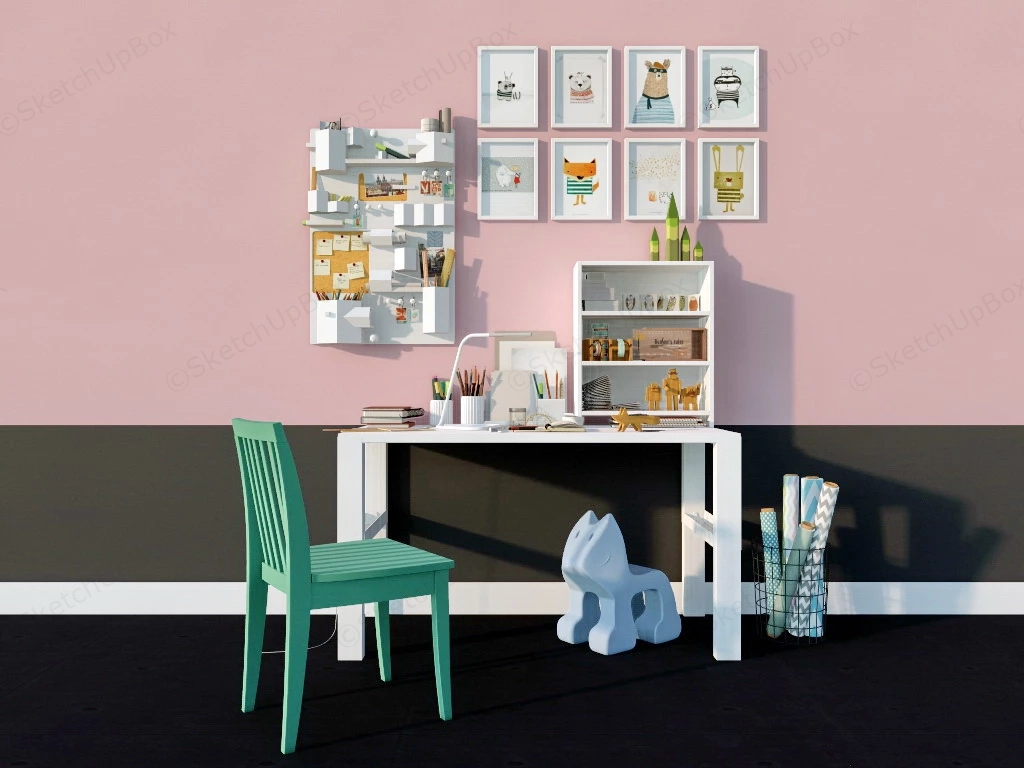 Kids Study Desk And Chair sketchup model preview - SketchupBox