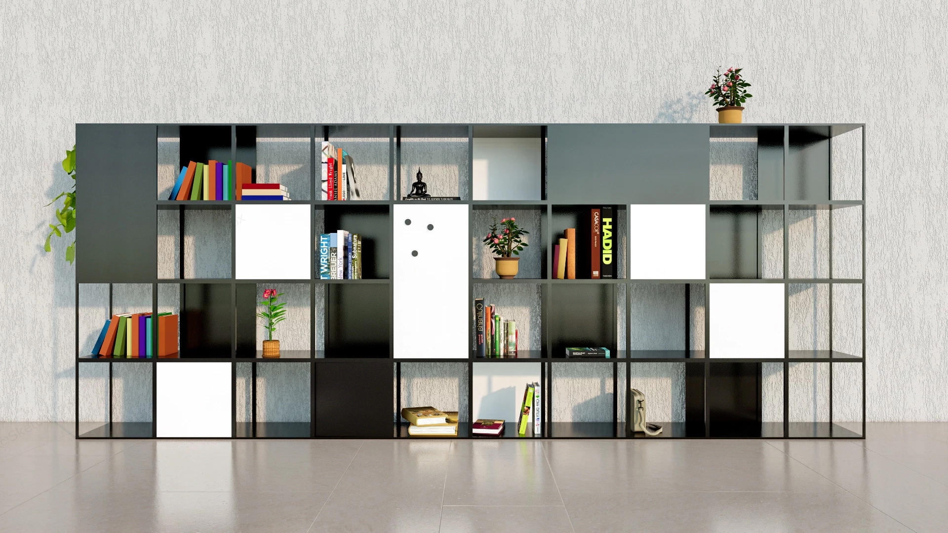 Black Cube Bookshelf sketchup model preview - SketchupBox