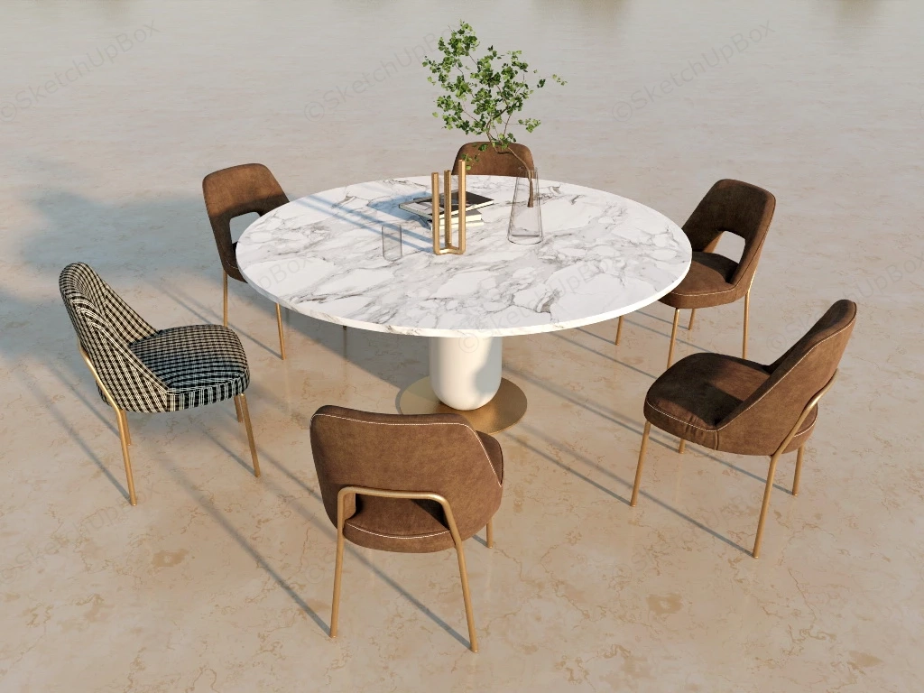 7 Piece Round Dining Set sketchup model preview - SketchupBox