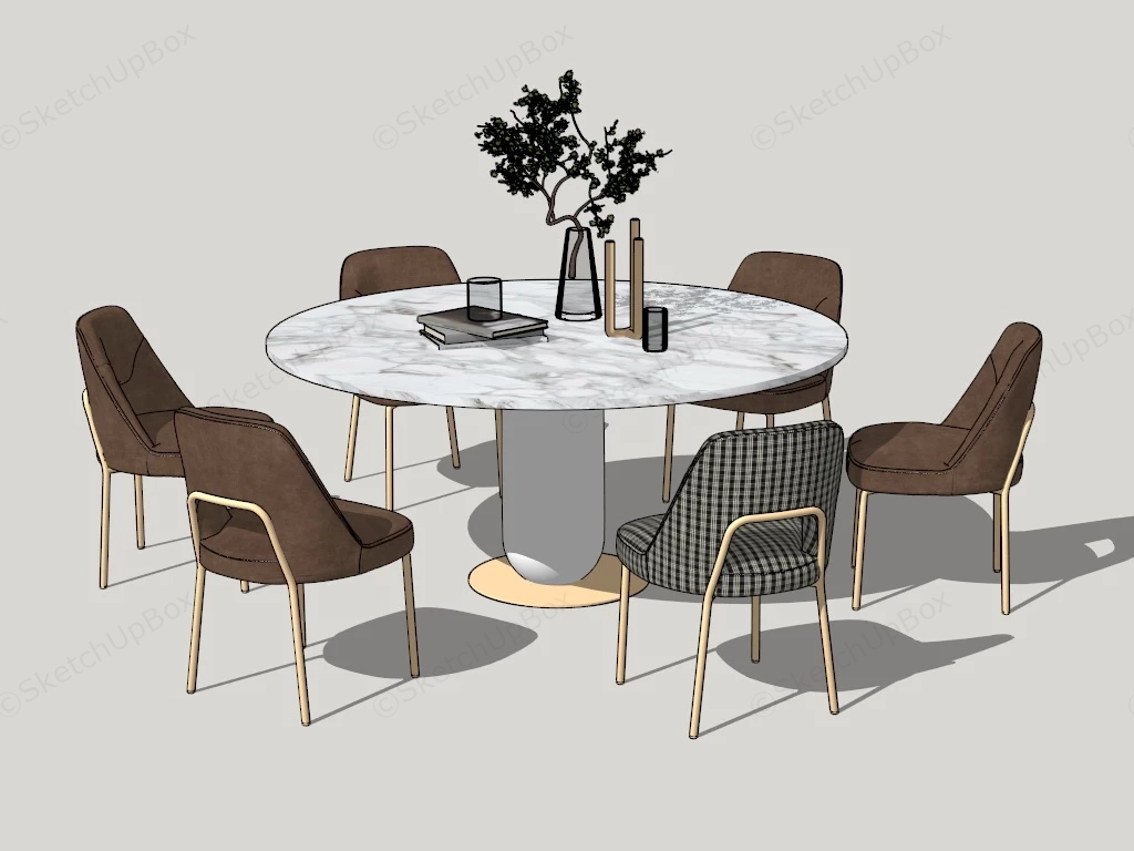 7 Piece Round Dining Set sketchup model preview - SketchupBox