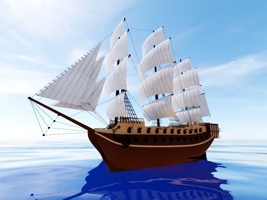 Ancient Sailing Warship sketchup model preview - SketchupBox