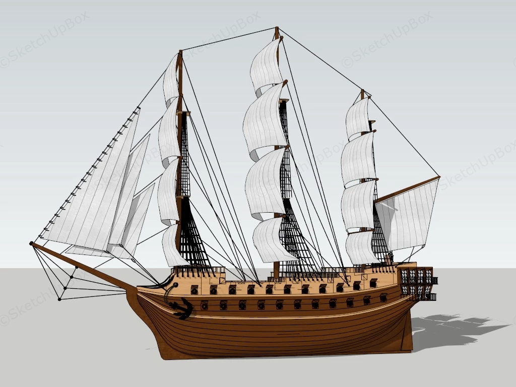 Ancient Sailing Warship sketchup model preview - SketchupBox