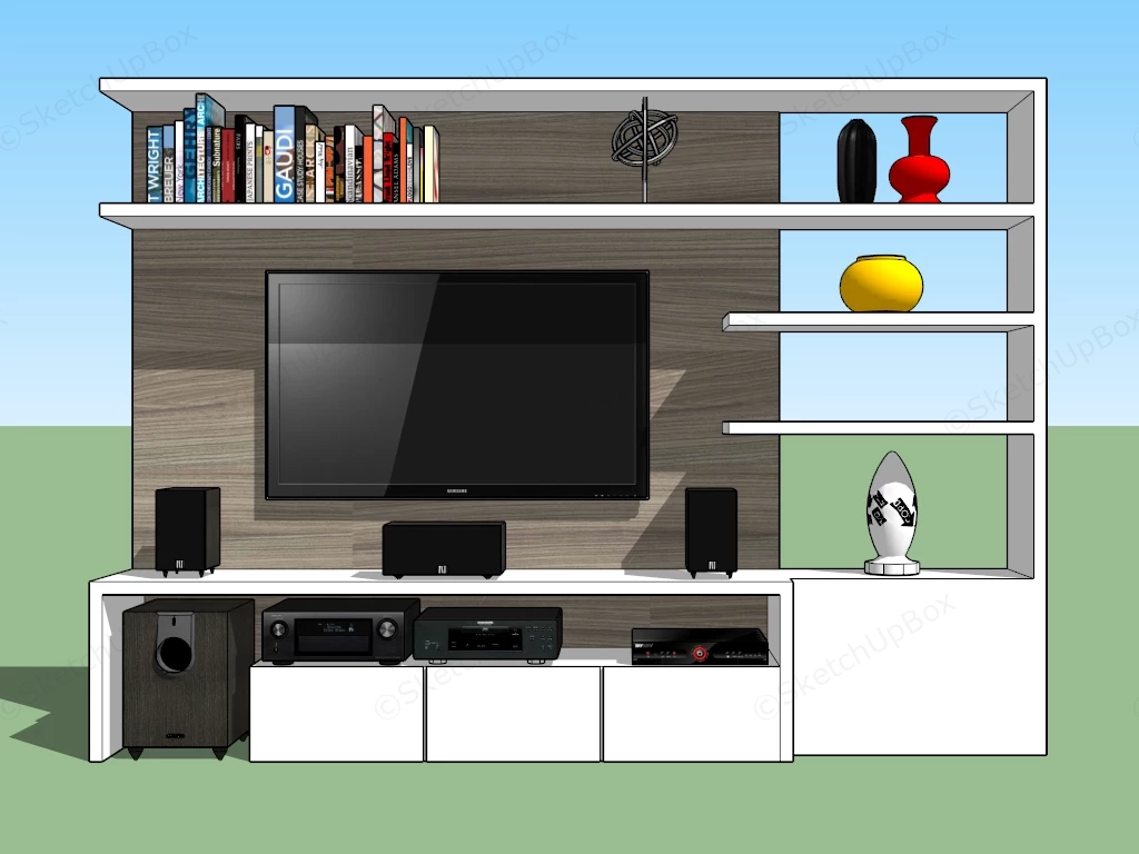 Entertainment Center Wall Unit sketchup model preview - SketchupBox