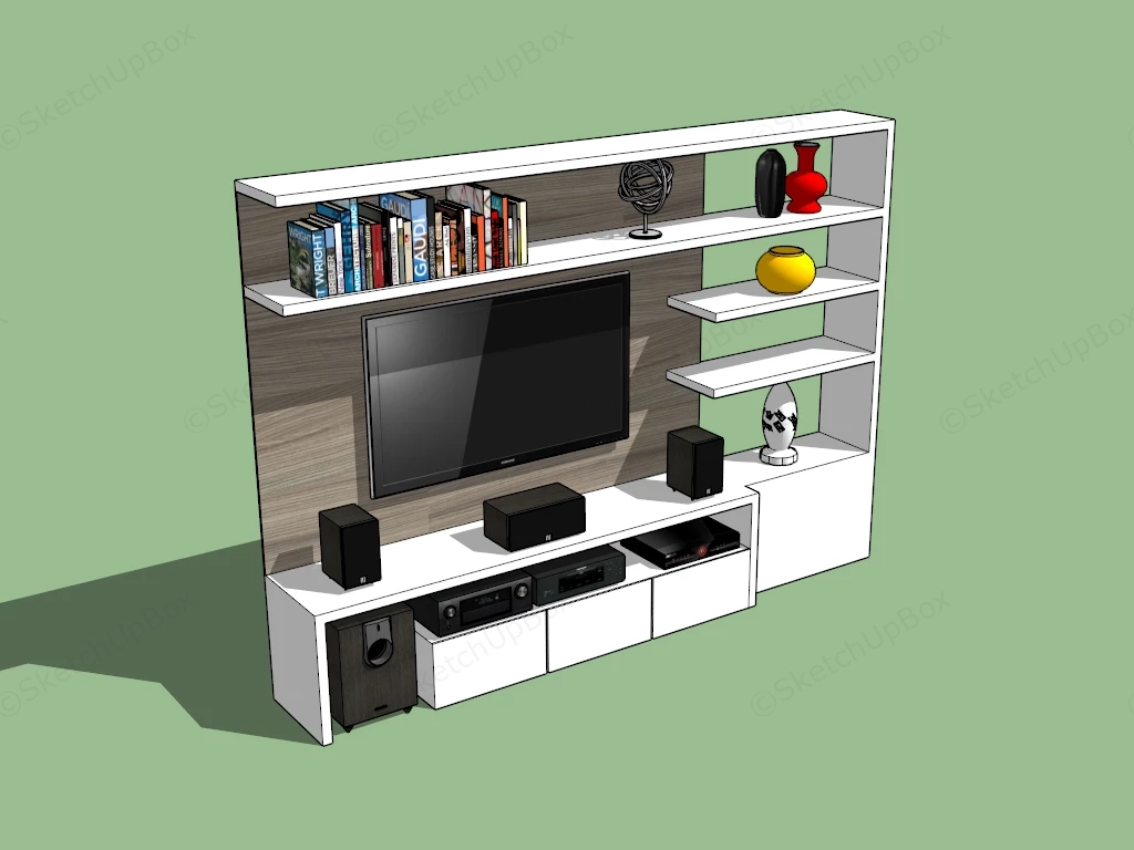 Entertainment Center Wall Unit sketchup model preview - SketchupBox