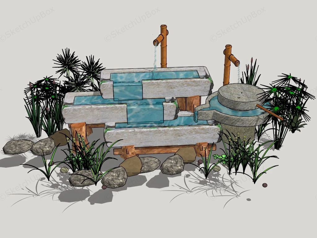 Zen Garden Water Feature sketchup model preview - SketchupBox