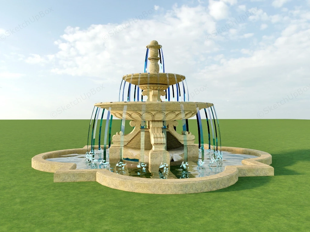3 Tier Garden Fountain sketchup model preview - SketchupBox