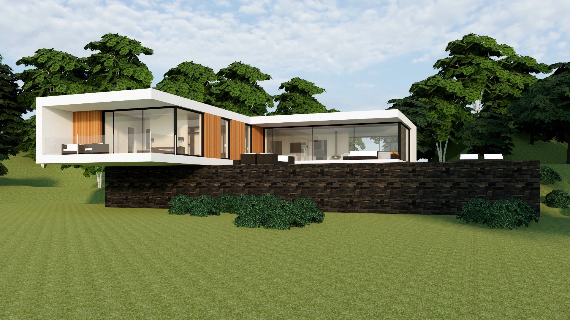 Modern Country Villa sketchup model preview - SketchupBox