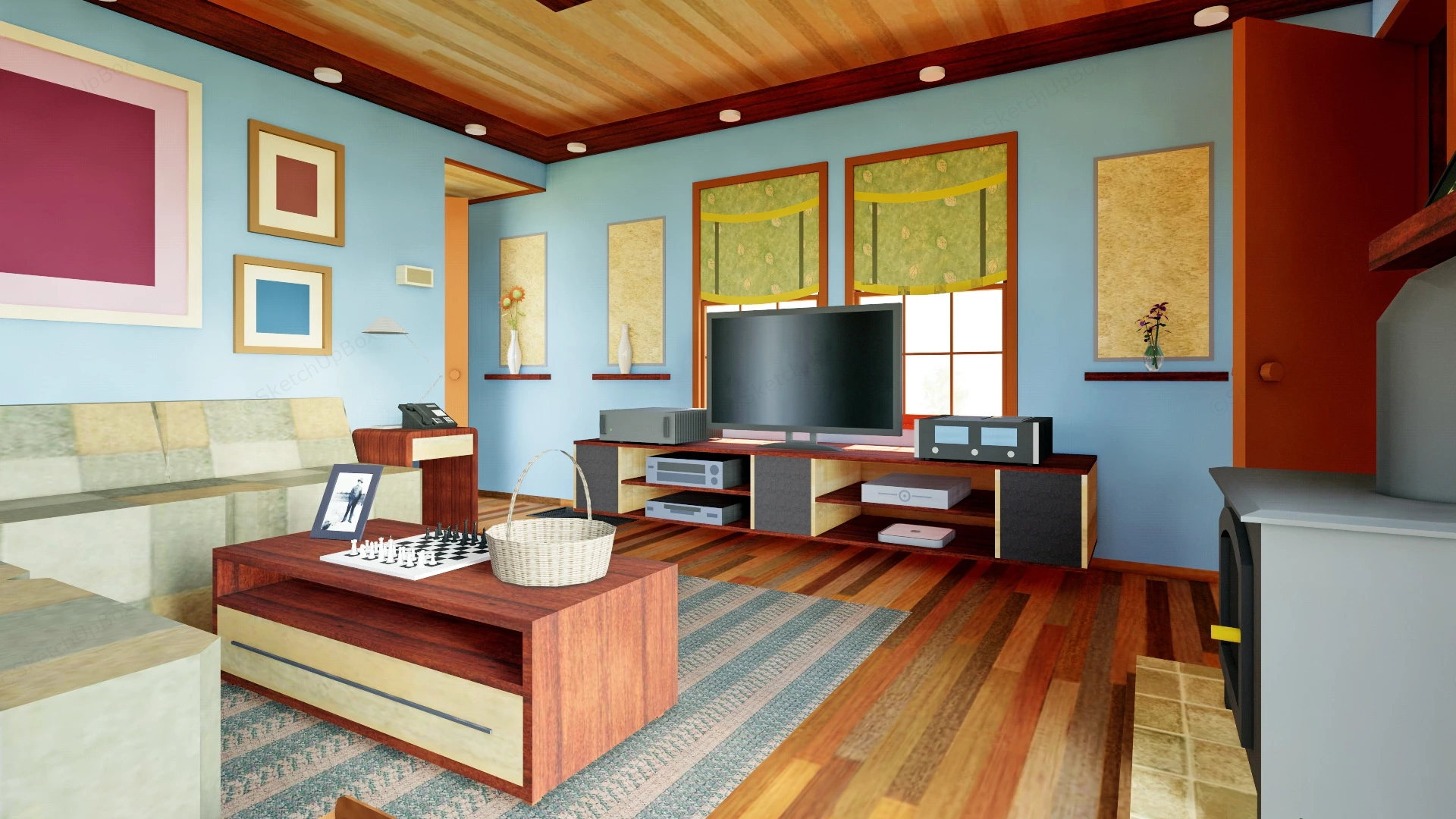 Traditional Living Room sketchup model preview - SketchupBox