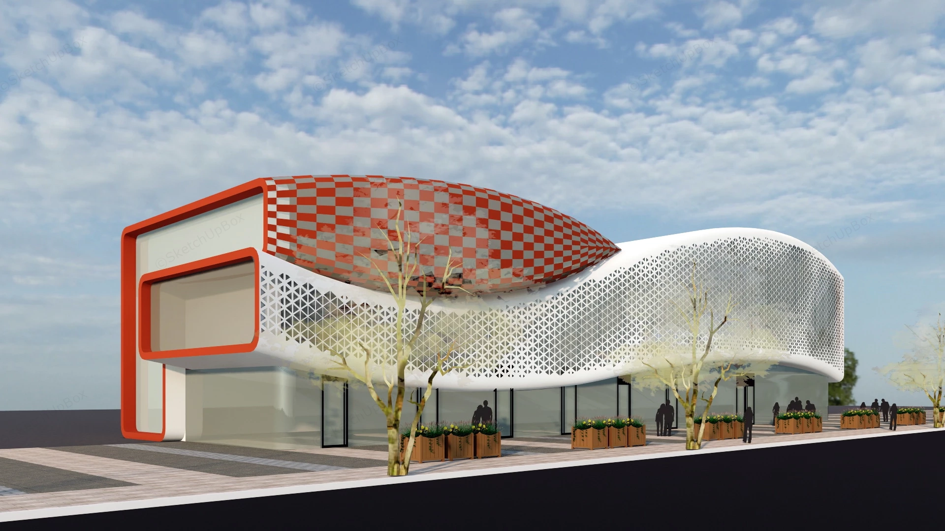 Modern Colorful Office Building sketchup model preview - SketchupBox
