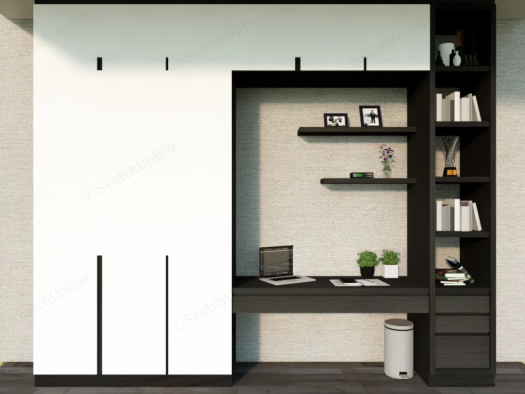 Built In Wardrobe With Desk And Shelves sketchup model preview - SketchupBox