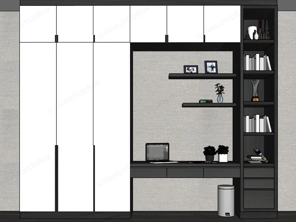 Built In Wardrobe With Desk And Shelves sketchup model preview - SketchupBox
