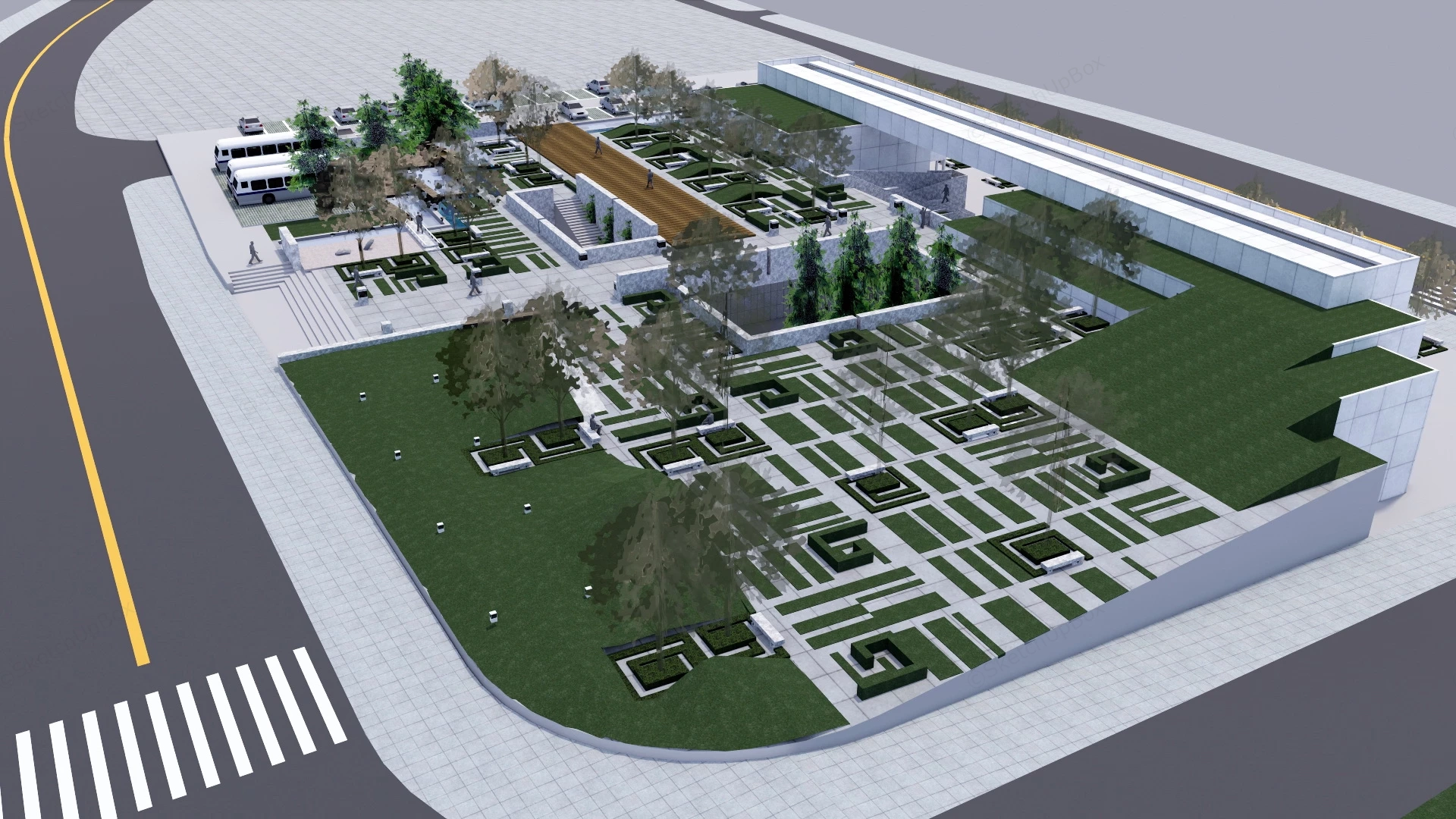 Urban Square Design sketchup model preview - SketchupBox