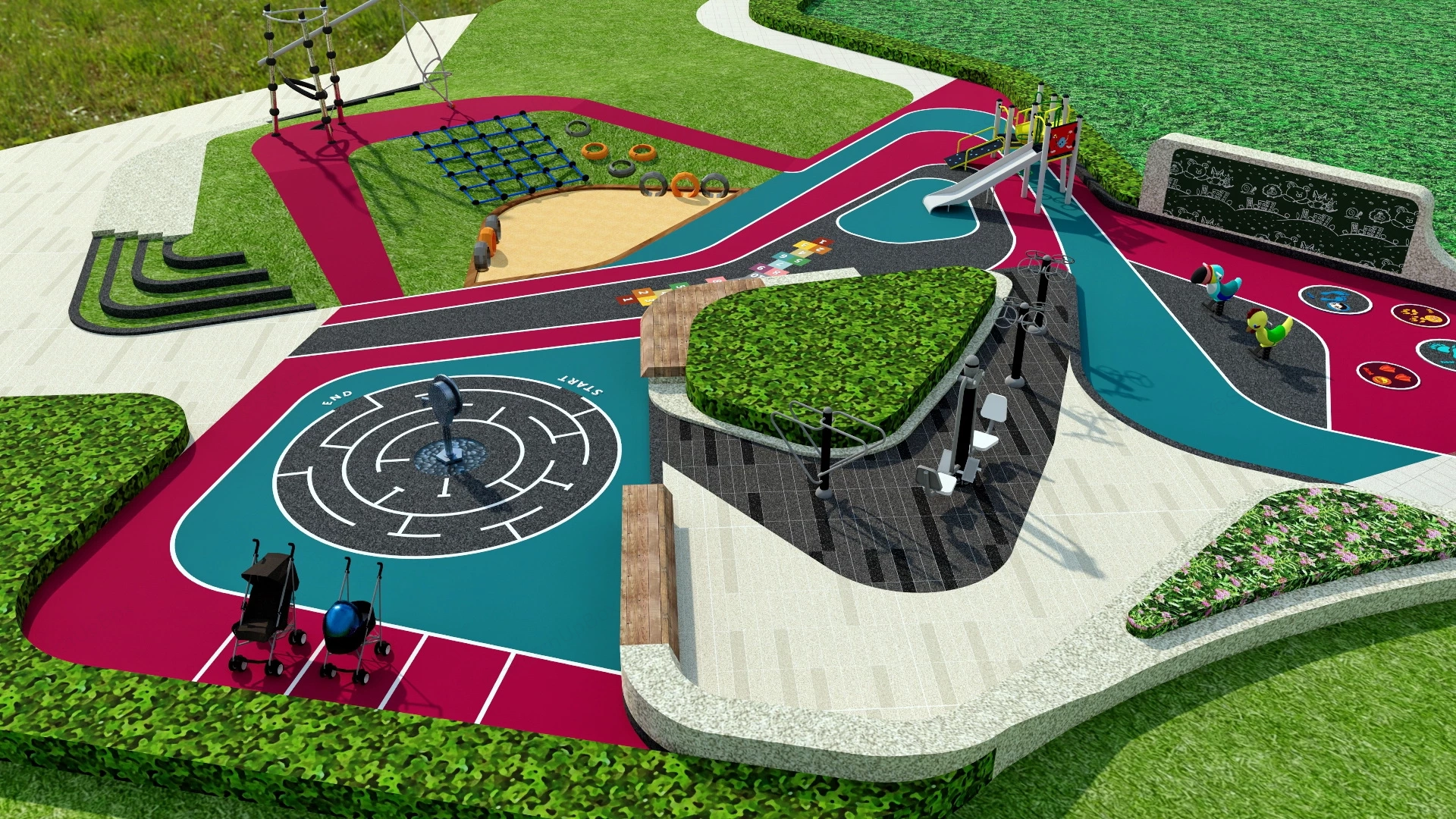 Community Playground Design sketchup model preview - SketchupBox