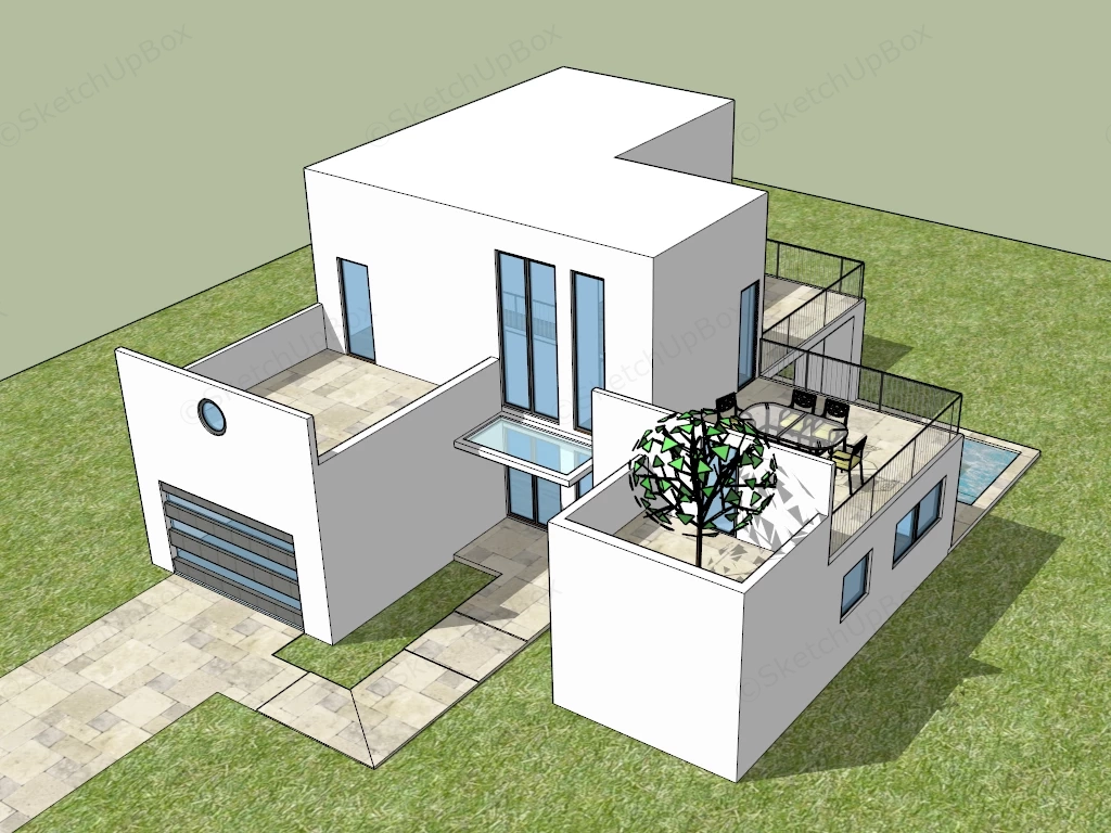 Modern House Exterior Design sketchup model preview - SketchupBox