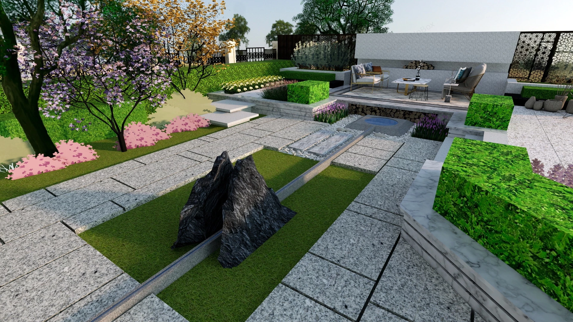 Patio Garden Design sketchup model preview - SketchupBox