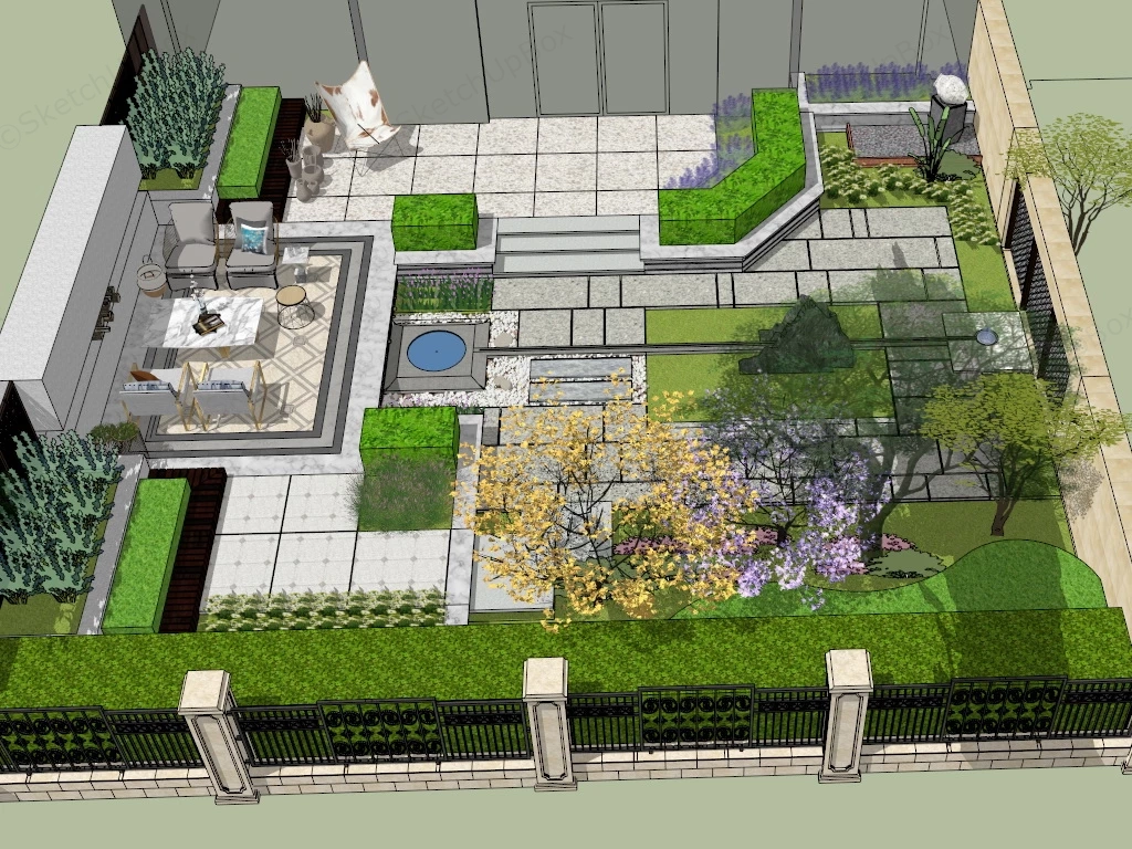 Patio Garden Design sketchup model preview - SketchupBox