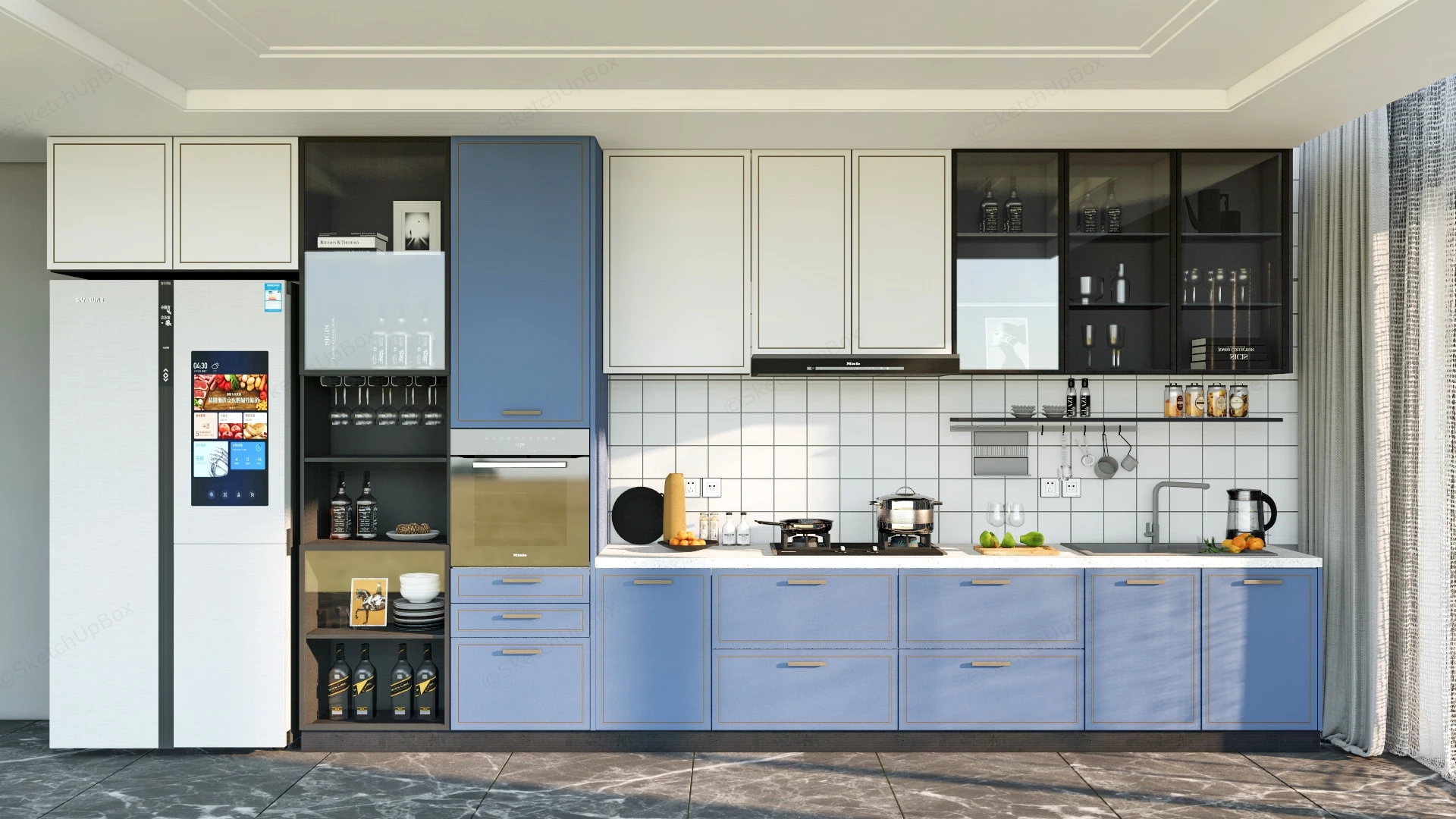 Blue And White Kitchen sketchup model preview - SketchupBox