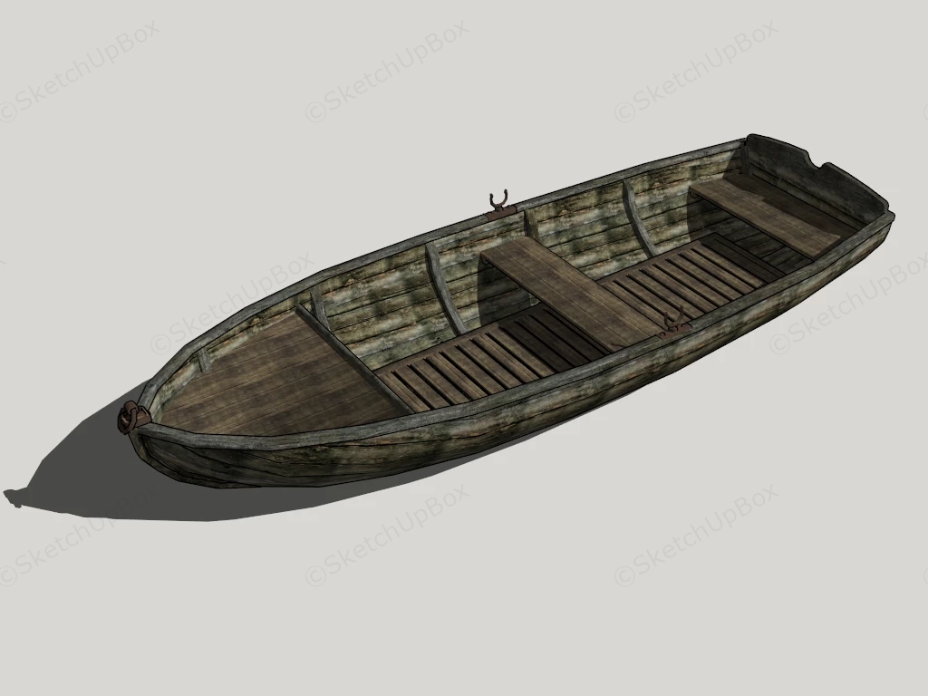Old Wooden Row Boat sketchup model preview - SketchupBox