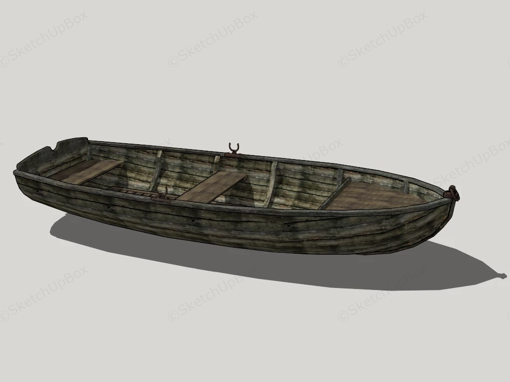 Old Wooden Row Boat sketchup model preview - SketchupBox