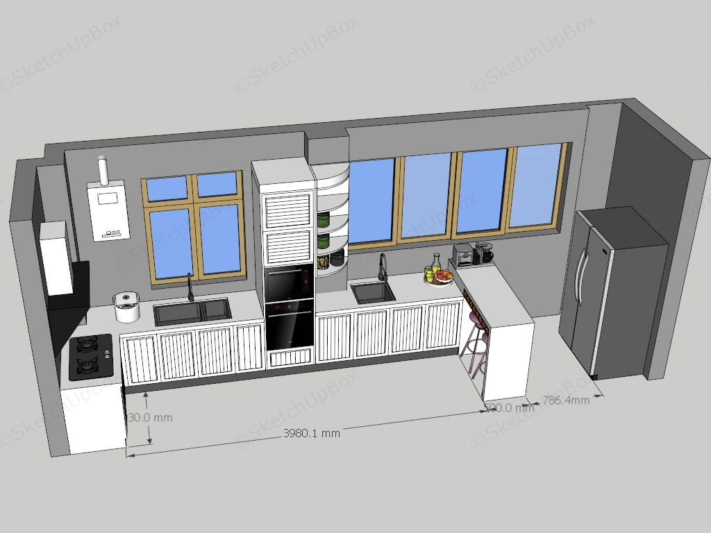 Kitchen Cabinets Design Layout sketchup model preview - SketchupBox